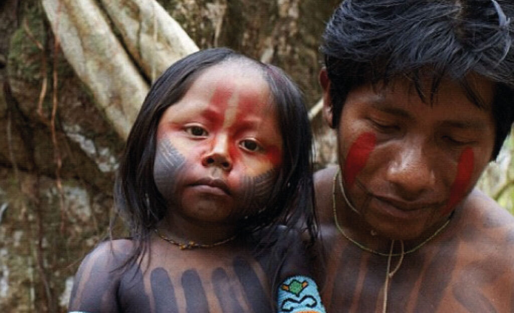 Kayapo families in the Amazon life a traditional, albeit modified way of life.